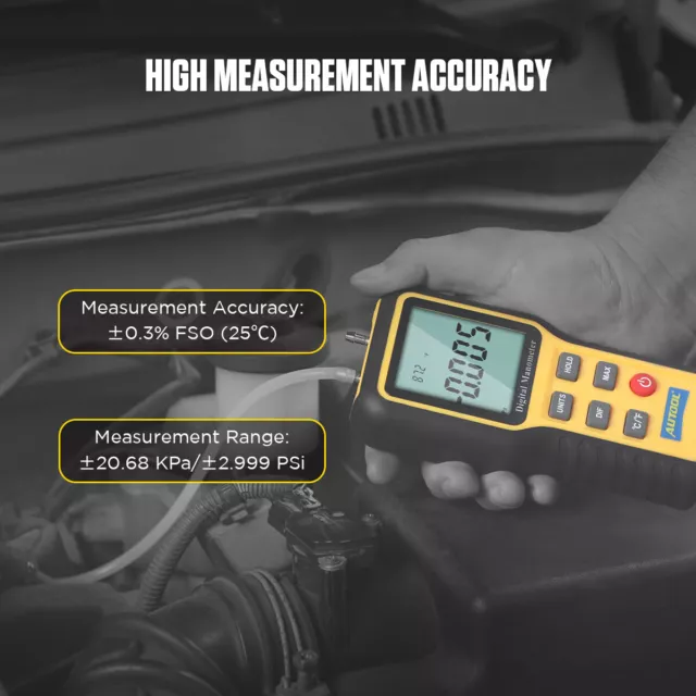 Digital Manometer Dual Port Input Air Pressure Meter Gauge HVAC Gas LCD Tester 3