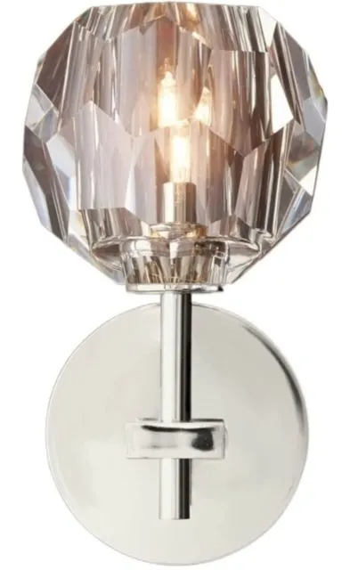 Polished Chrome Wall Sconce Crystal Wall Light Fixture Open Box - New