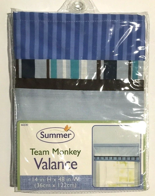 Summer Infant Team Monkey Nursery Window Valance - 14"H x 48" W  NEW