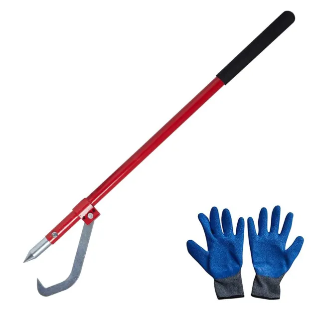 MegaChoice Steel Log Peavey Tool, Cant Hook, with Moving Hook & Gloves, 42in ...