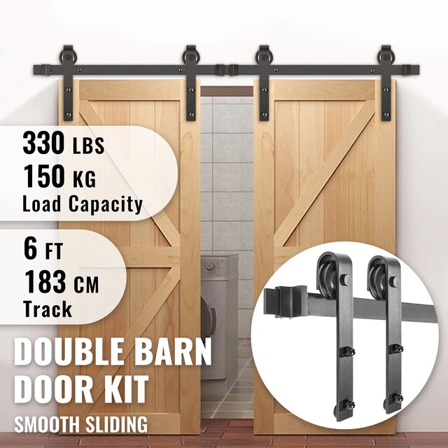 VEVOR Sliding Barn Door Hardware Kit 6FT Modern Closet Hang Style Track Black