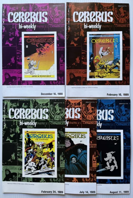 CEREBUS Bi-Weekly #2,6,7,17,&19 AardvarkVanaheim Press (1988) VF+