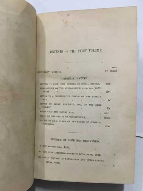 Discours Lord Lytton. Avec Certains De Sa Politique Writings. 2 Volumes 1874 3