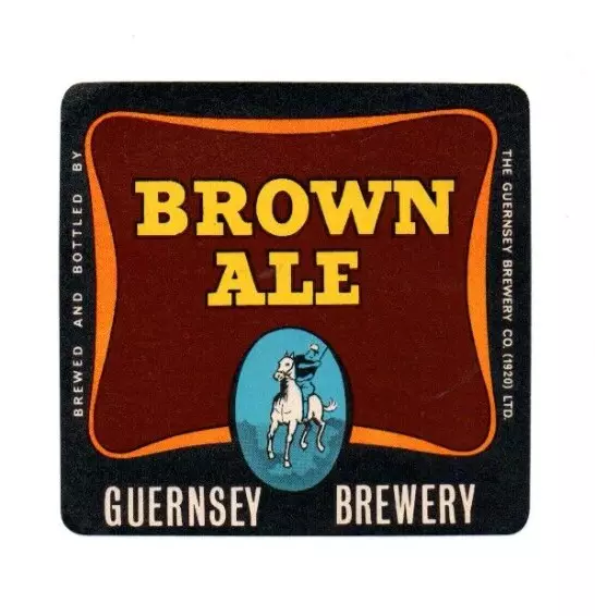 Guernsey - Vintage Beer Label - Guernsey Brewery - Brown Ale