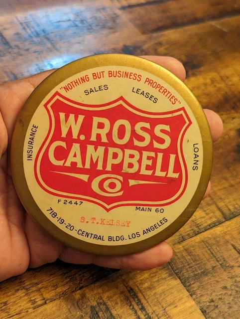 Vintage W.ROSS CAMPBELL CO. Advertising Hand Mirror