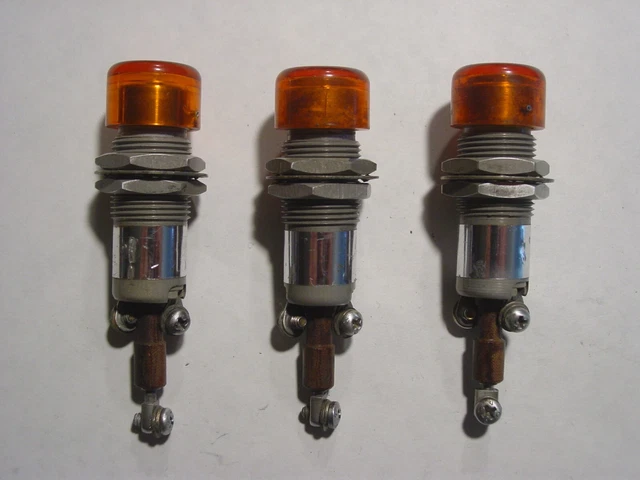 Korry Lot of 3, 28v Aerospace Panel Indicator Lights, Amber - TESTED