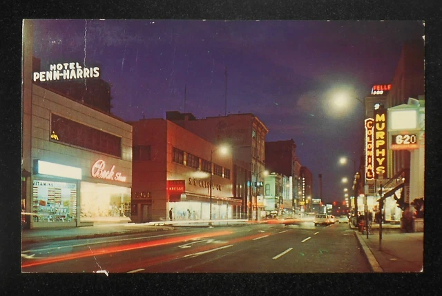 1960s North on Market Street at Night Old Stores Signs Murphys Harrisburg PA PC