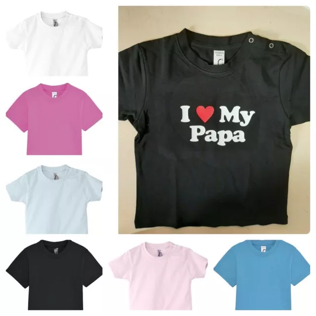 Baby T-Shirt I LOVE MY PAPA Sol's Herz Vater Vatertag Dad Sohn Tochter Team
