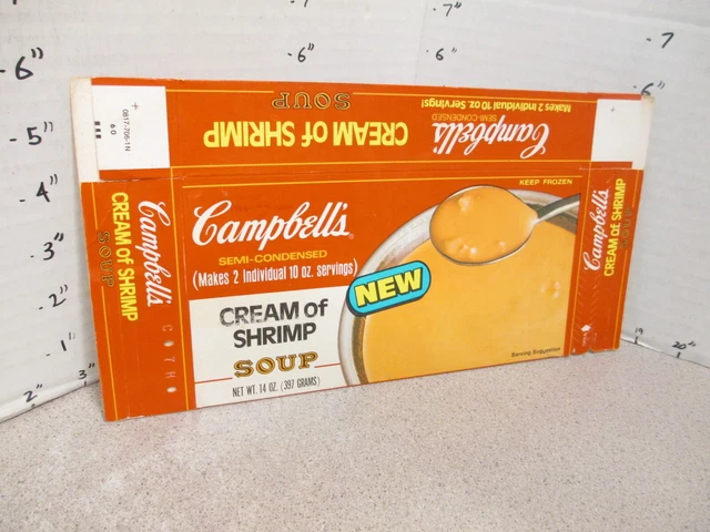 CAMPBELL'S 1970s CREAM OF SHRIMP soup vintage frozen food box TV dinner