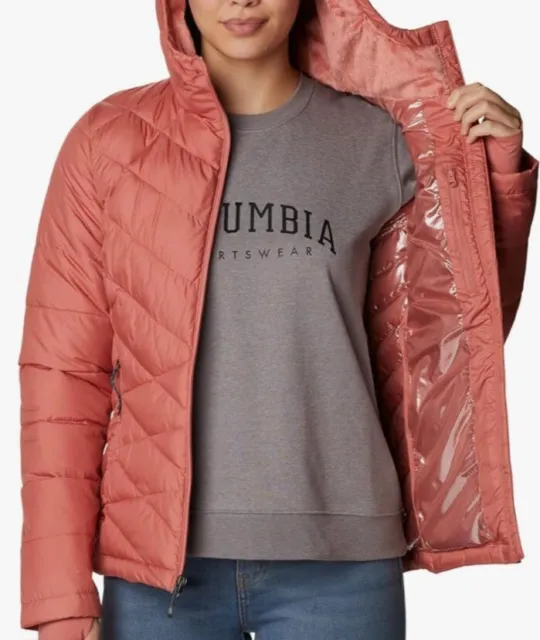 Womens Columbia Heavenly Hooded Omni Heat Jacket Faded Peach Sz Small