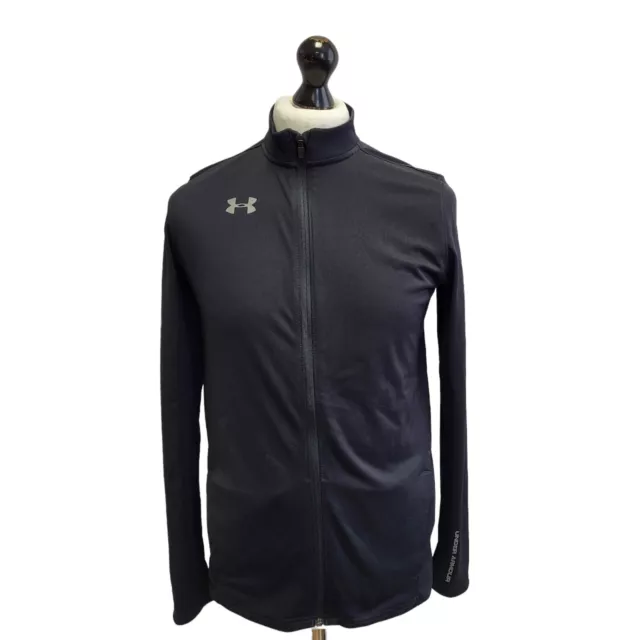 Top tuta Under Armour nera cerniera completa vestibilità sciolta Regno Unito ragazzi taglia YXL F393