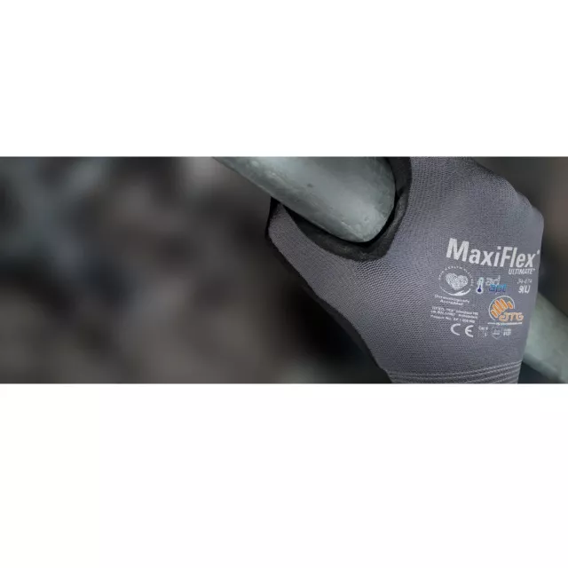 34-874 MaxiFlex Ultimate Micro Foam Nitrile Grip Coated PROTECTIVE WORK GLOVES 2