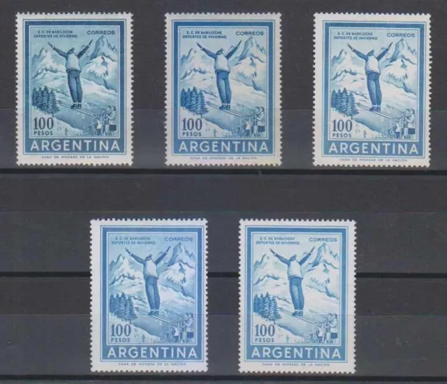 ARGENTINA 1961-69 SKI JUMPER Sc 704, 892 & 3 Unlisted PAPERS MNH VF SCARCE CV$72