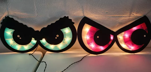 Lot of 2 Totally Ghoul Huge Lighted Eyes Spooky Halloween Party Decor Light