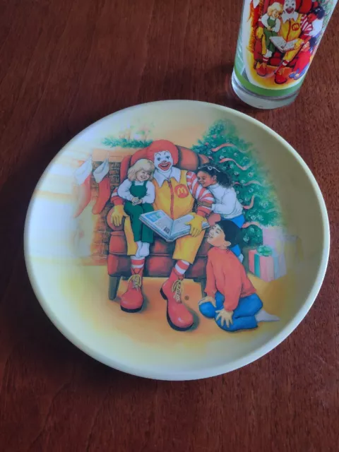 McDonald's Christmas Plate and Matching Glass Story Children Ronald