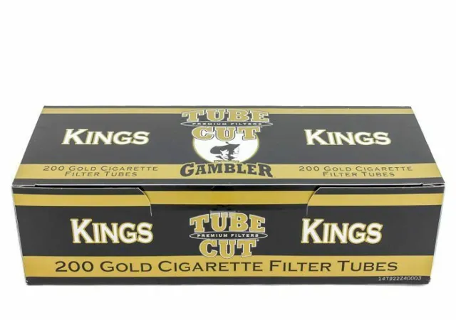 Gambler Tube Cut Gold Light King Size RYO Cigarette Tubes - 5 Boxes (1000 Tubes)