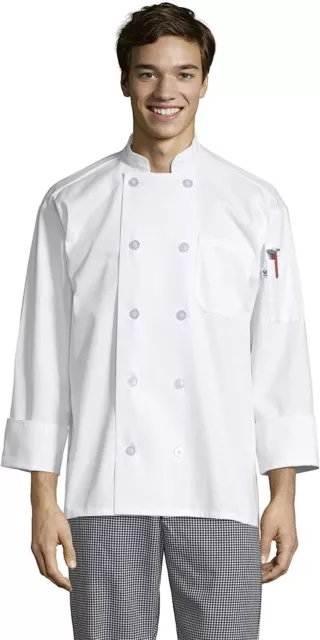 Uncommon Threads Classic 0402 Unisex XS White Long Sleeve Chef Coat w/ Pockets