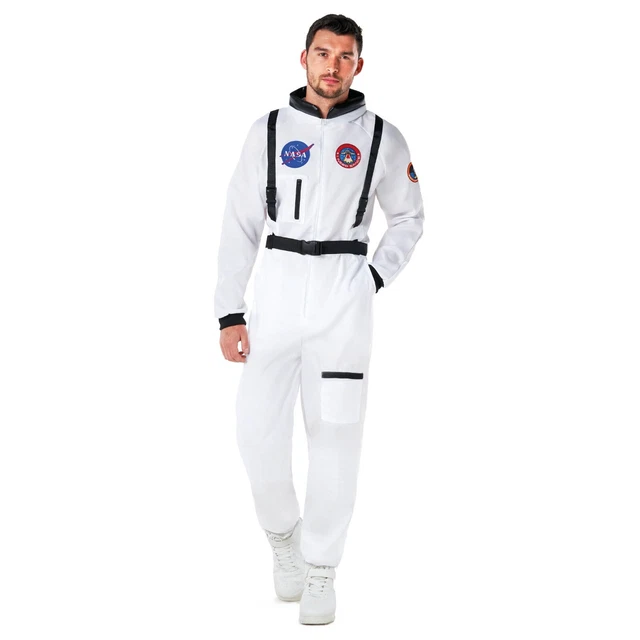 MEN`S WHITE ASTRONAUT Costume Adult NASA Spaceman Space Suit M XL