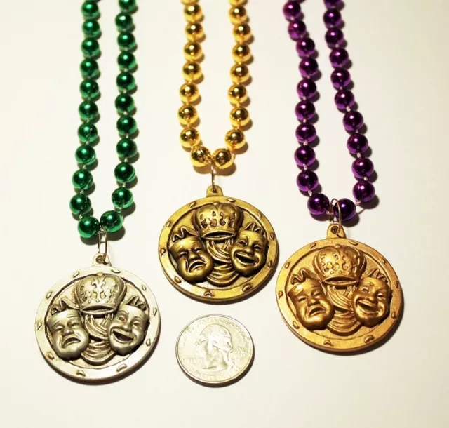 Set of 3 Comedy Tragedy New Orleans Mardi Gras Charm Bead Necklaces Set of 3 Comedy Tragedy New Orleans Mardi Gras Charm Bead Necklaces