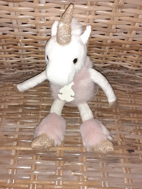 Doudou/peluche glitter Licorne blanc/rose/doré Histoire d'ours
