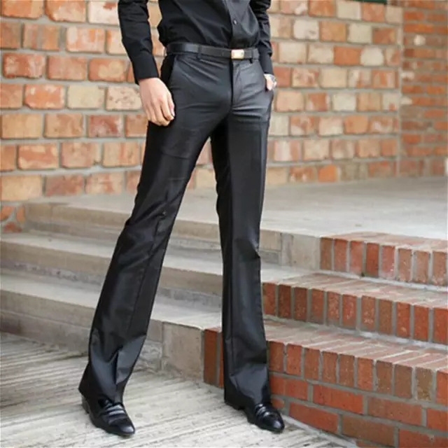 MEN BELL BOTTOM Pants 60s 70s Retro Flare Formal Trouser man Feel Slim ...