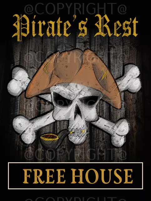 Pirates Rest Traditional British Pub Metal Wall Art Home Décor 3 Sizes To Choose