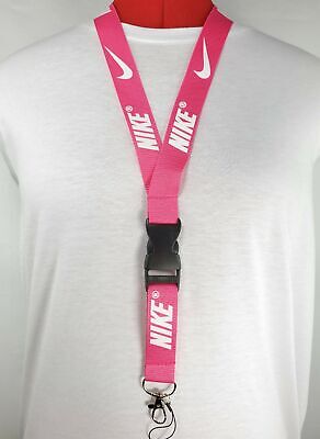 Nike Lanyard Pink & White Strap Detachable Keychain Badge ID Holder