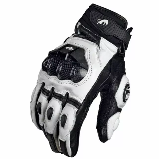 Gants de Conduite 4 saisons en Cuir, Accessoire de Moto Noir et Blanc, de Course 2