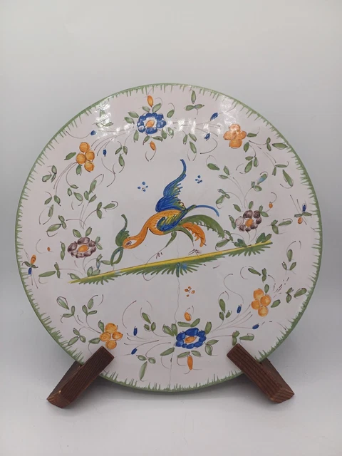 Encrier Ancien Lallier A Moustiers - Faïence Française Multicolore - Thème Animaux