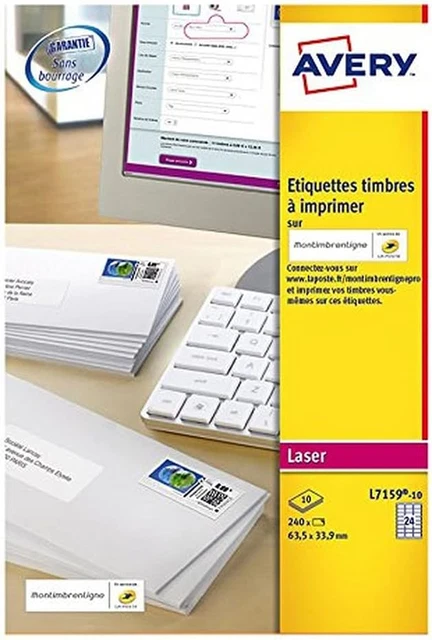 Avery J8161-25 étiquettes adresse jet d'encre 63,5 x 46,6 mm - 450 pcs (18/feuille) - Beaux-Arts et Loisirs créatifs