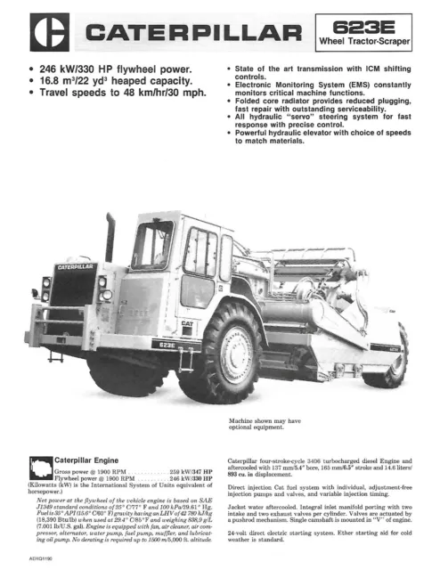 Equipment Brochure - Caterpillar - 623E - Wheel Tractor Scraper - c1986 (E6921)