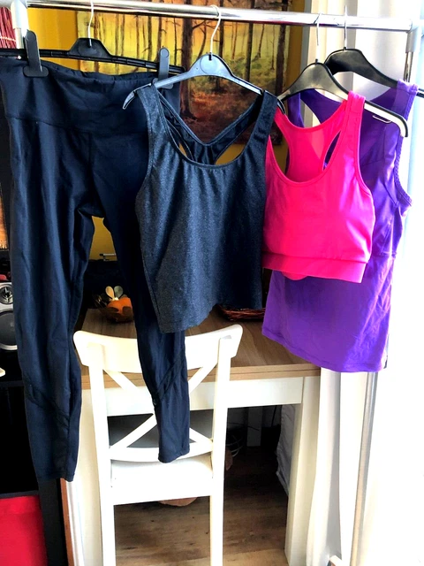 4: Gym Dance UK 12 USA PRO lila BH Top DANSKIN grau PRIMARK rosa & M Leggings
