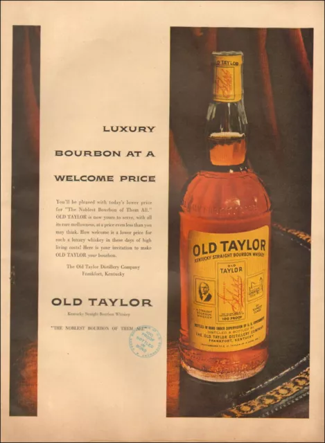 1940's Vintage ad for Old Taylor Straight Bourbon Whiskey retro       04/10/22