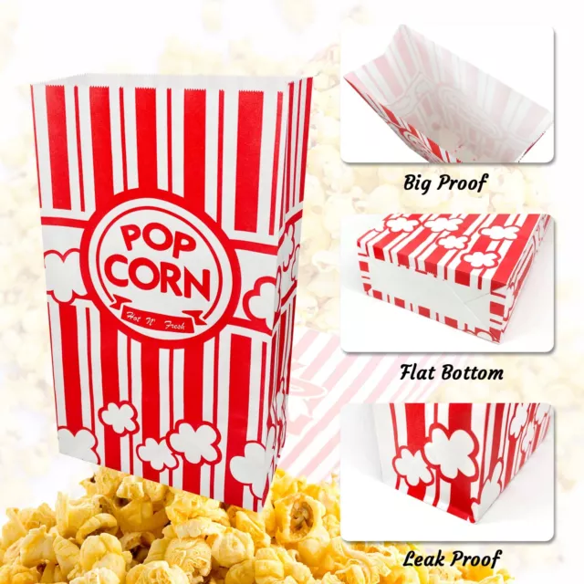 YESMONA 100 Pcs Flat Bottom Popcorn Bags 2 oz Paper Popcorn Bags for Family M... 2