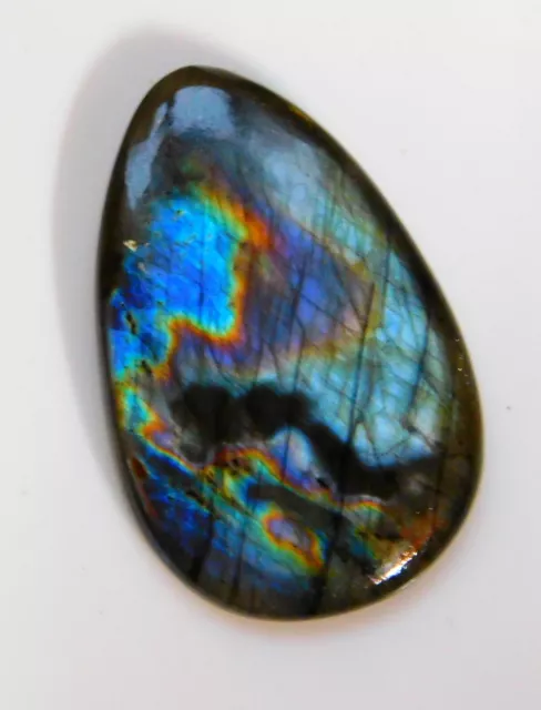 46 CT TOP NATURAL purple FIRE LABRADORITE PEAR SHAPE CABOCHON GEMSTONE BZ=262