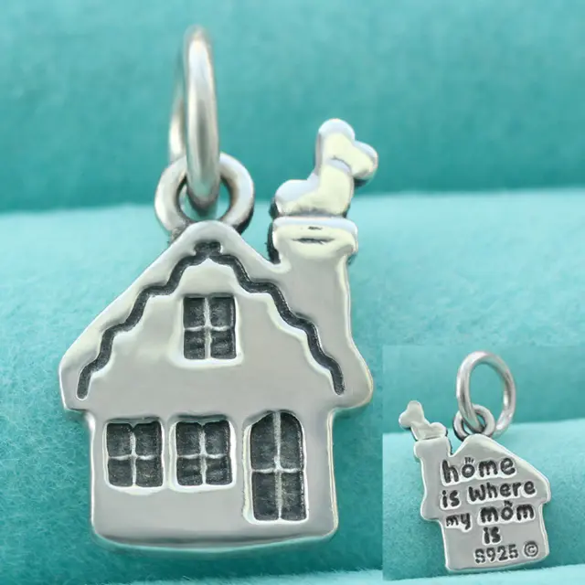 Home is Where My Mom IS Pendant Charm 925 Sterling Silver Mama Mother's Day Gift