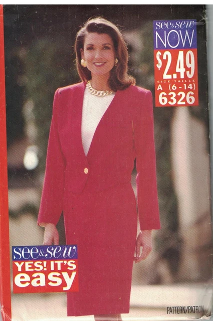 6326 UNCUT Butterick Sewing Pattern Misses Loose Fitting Top Skirt Jacket OOP FF