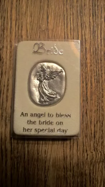 Russ Berrie 1" Pewter Medal Angel In My Pocket Series BRIDE Wedding Day Blessing