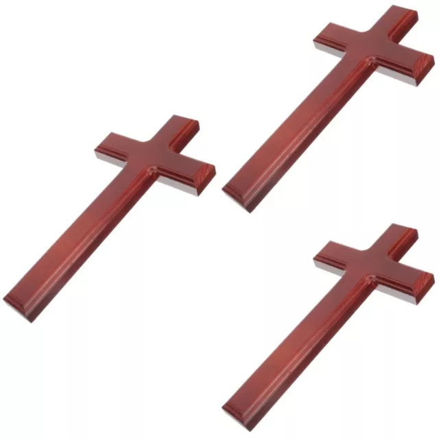 3 PCS Rustic Wedding Decorations Wood Prayer Cross Household