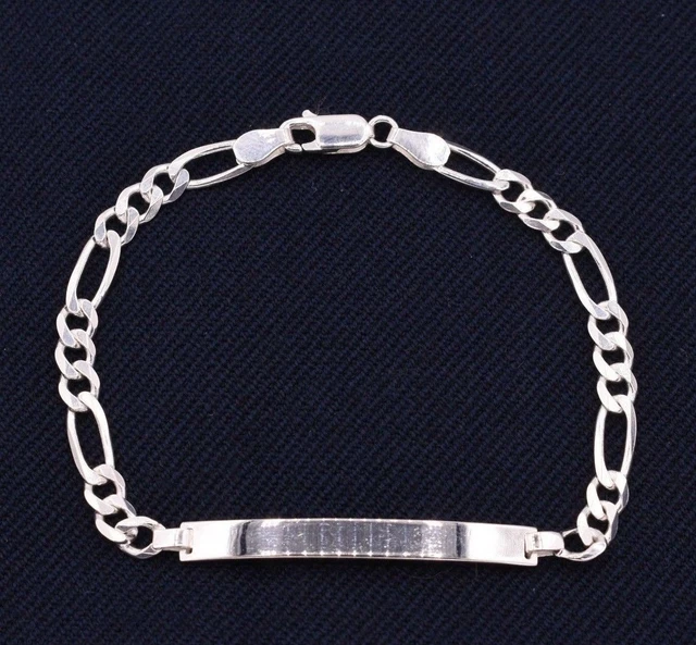 Bracelet Maille Figaro En Argent 925 Rhodié – 21 Cm, 6 Mm, Style Intemporel