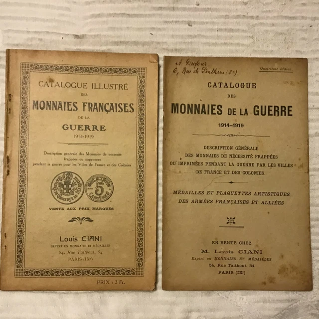 253 - WW1 Monnaies francaises de la Guerre 1914-1919 Monnaies de nécessité RARE