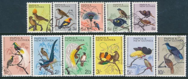 1964-1965 PAPUA NEW GUINEA BIRDS DEFINITIVES USED SET OF 11 our ref C