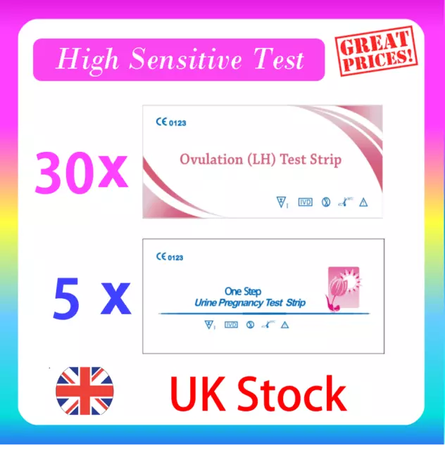 30 Ovulation Tests 5 Pregnancy Test Kits Fertility Urine Test Kits One Step