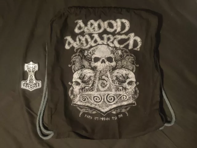 Official Licensed Amon Amarth Gymsack Draw String Bag Rare Free Patch Thor...