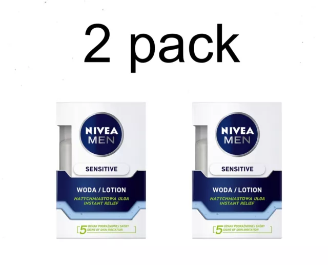 2 x NIVEA MEN SENSITIVE after shave lotion 100 ml / 3.4 fl oz