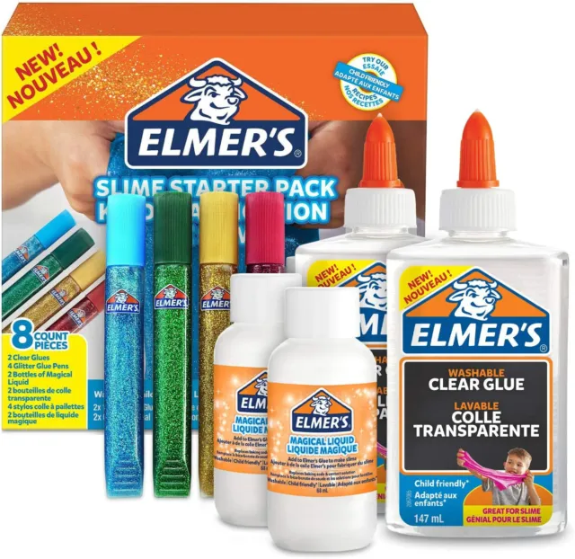 Elmer ’S Pegamento Slime Kit Inicial Con Transparente Pva Pegamento,Purpurina