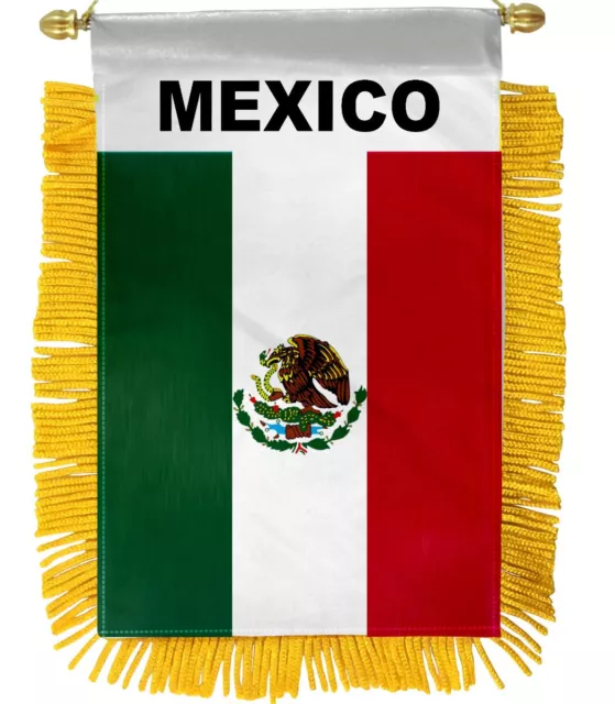 1 Dozen Mexico Mini Banner Flag 4x6in Rear view Mirror Flag