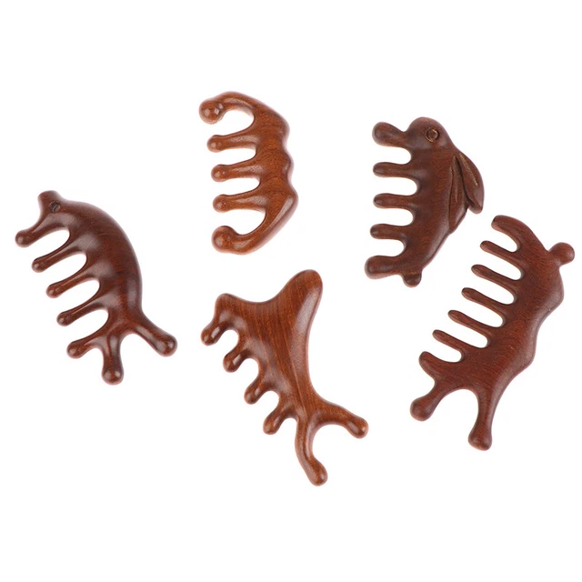 Sandalwood Comb Head Massage Men Women Scraping Dredging Meridian Massage Comb