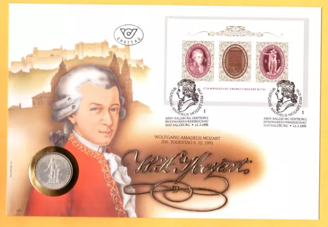 Amadeus Mozart **  Numisbrief Grossformat Mit 25 Schilling Silber  Münze 