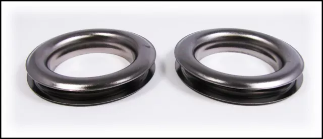 2pc. Large #12 (1.5" Hole) Gun Metal Curtain Grommets with Washers